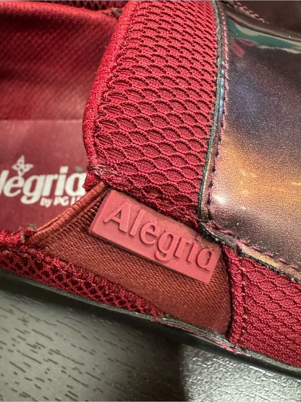 Alegria Women's Slip-On Flats in Burgundy Iridescent